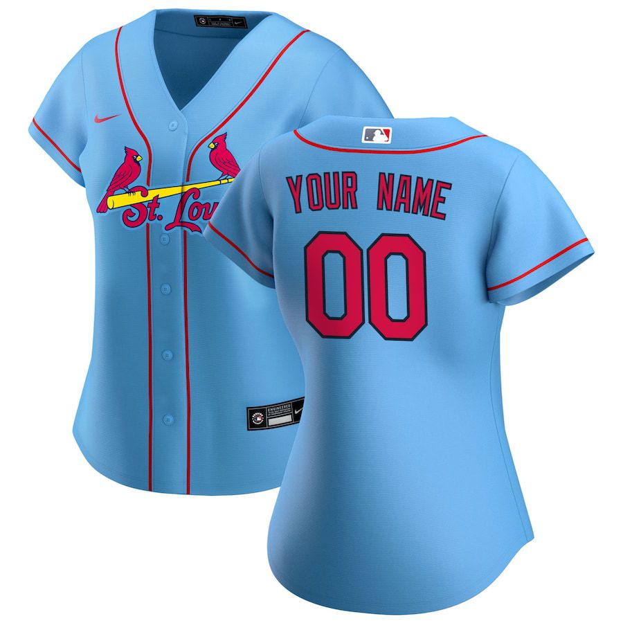 Womens St. Louis Cardinals Nike Blue Alternate Replica Custom MLB Jerseys-0